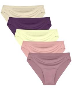 Neione Damen Modal Brazilian Unterhosen Frauen Invisible Unterwäsche Unsichtbare Slip Stretch Bequeme Panty Damenunterwäsche 5er Pack Nikirose L von Neione