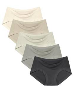 Neione Damen Modal Unterhosen Boyleg Slip Frauen Unterwäsche Damenslips Damenunterwäsche Unsichtbare Bequeme Weiche 5er Pack Picasso Sable L von Neione