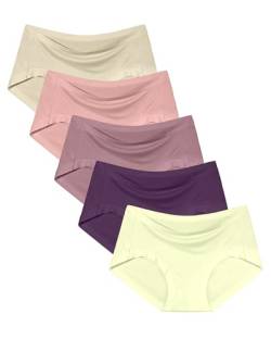 Neione Damen Modal Unterhosen Boyleg Slip Frauen Unterwäsche Damenslips Invisible Panties Bequeme Stretch Atmungsaktive 5er Pack Nikirose Sable L von Neione