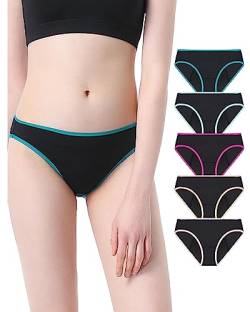 Neione Perioden Unterwäsche Periodenunterwäsche Menstruation Unterhosen Mädchen Bikinislips 5er-Pack Schwarz XS von Neione