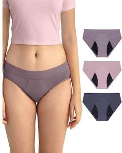 Neione Periodenunterschwäsche Mittlere Blutung Perioden Unterhosen Menstruation Unterwäsche Hipster Panty Teenager Mädchen 3er-Pack Amorio XS von Neione