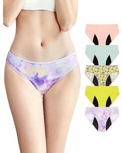 Neione Teenager Periodenunterwäsche Mittlere Blutung Menstruation Unterhosen Perioden Unterwäsche Mädchen Panty Brazilian Slip 5er Pack Joyance XXS von Neione