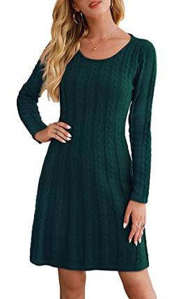 Neitooh Strickkleider Damen Pulloverkleid Elegante Pullover Rundkragen Winterkleid Casual Langarm Minikleid Strickkleider Tunika Kleid Sweater Kleid von Neitooh