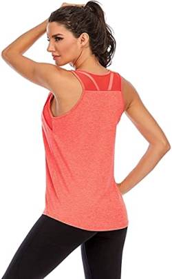 Nekosi Damen Sporttop Yoga Tank Top Oberteil Laufen Fitness Ärmelloses Mesh Zurück Funktions Shirt Rot L von Nekosi