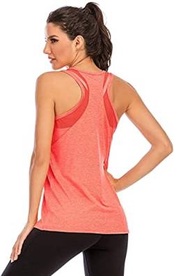 Nekosi Damen Sporttop Yoga Tank Top Oberteil Laufen Fitness Ärmelloses Mesh Zurück Funktions Shirt Rot Mittel von Nekosi