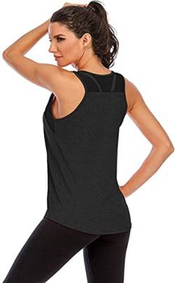 Nekosi Damen Sporttop Yoga Tank Top Oberteil Laufen Fitness Ärmelloses Mesh Zurück Funktions Shirt Schwarz L von Nekosi