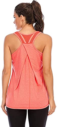 Nekosi Damen Yoga Tanktops Ärmelloses Sportshirt Kleidung Mesh Zurück Fitness Laufen Shirt Sport Oberteile Rot Groß von Nekosi