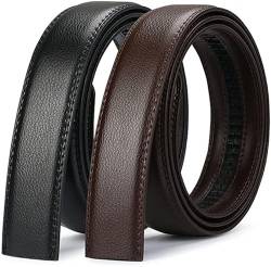 Nelbons Herren Gürtel Ratsche Automatik Gürtel für Männer 35mm Breit Ledergürtel, 1 3/8" Ohne Schnalle (Schwarz Braun, Länge 130cm Geeignet für 30”-45“ taille) von Nelbons