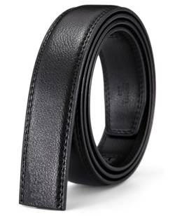 Nelbons Herren Gürtel Ratsche Automatik Gürtel für Männer 35mm Breit Ledergürtel, 1 3/8" Ohne Schnalle (Schwarz N0, Länge 125cm Geeignet für 30-43 taille) von Nelbons