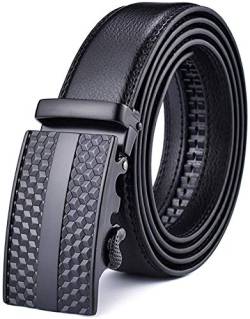 Nelbons Herren Gürtel Ratsche Automatik Gürtel für Männer 35mm Breit Ledergürtel, Schwarz A1, (160cm/Geeignet für 28"-56" taille) von Nelbons