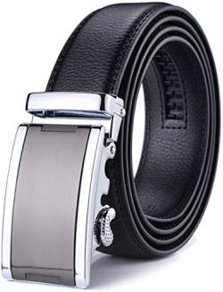 Nelbons Herren Gürtel Ratsche Automatik Gürtel für Männer 35mm Breit Ledergürtel, Schwarz A11, (130cm/Geeignet für 28"-44" taille) von Nelbons