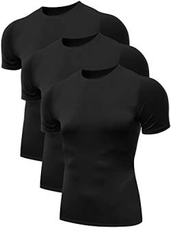 NELEUS Herren 3er-Pack Athletic Compression Base Layer Workout Shirt, 5011# 3er Pack: Schwarz, XL von Neleus