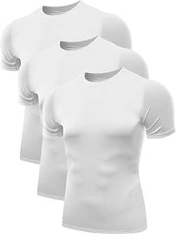 NELEUS Herren 3er-Pack Athletic Compression Base Layer Workout Shirt, 5011# 3er Pack: Weiß, Mittel von Neleus