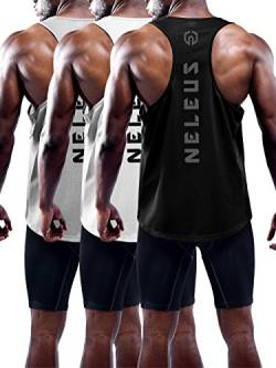 NELEUS Herren 3er-Pack Dry Fit Y-Back Muscle Tank Top, 5031# 3er Pack: Schwarz, Grau, Weiß, 3X-Groß von Neleus