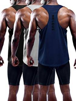 NELEUS Herren 3er-Pack Workout Running Tank Top Ärmellos Gym Athletic Shirts, 5080 Schwarz/Grau/Marineblau, 3er-Pack, 3X-Groß von Neleus
