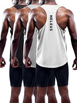 NELEUS Herren 3er-Pack Workout Running Tank Top Ärmellos Gym Athletic Shirts, 5080 Schwarz/Grau/Weiß, 3er-Pack, Mittel von Neleus
