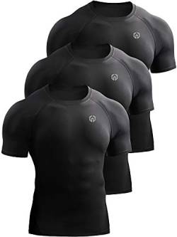 NELEUS Herren Kompression Baselayer Athletic Workout T-Shirts, 5022 Schwarz/Schwarz/Schwarz, Groß von Neleus