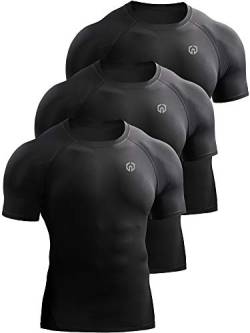 NELEUS Herren Kompression Baselayer Athletic Workout T-Shirts, 5022 Schwarz/Schwarz/Schwarz, Klein von Neleus