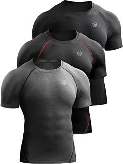 Neleus nele 3er-Pack Compression Baselayer Sport Workout t shirts5022 LEU mittel 5022 schwarz/schwarz (rot) / grau von Neleus