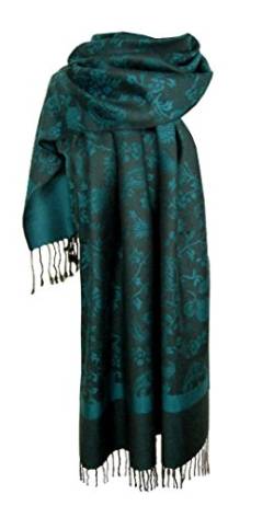 Nella-Mode Edler & Eleganter Schal, Stola; - Florales & Paisley-Muster, Petrol von Nella-Mode