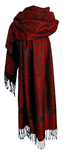 Nella-Mode Edler & Eleganter Schal, Stola; - Florales & Paisley-Muster, Rot von Nella-Mode