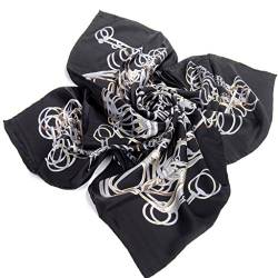 Nella-Mode Hochwertiges SEIDENTUCH in elegantem Design, Hauptfarben: Schwarz Silber Tuch aus 100% Seide, 85x85 cm, Handrolliert von Nella-Mode