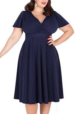 Nemidor Damen V-Ausschnitt Stretch Casual Midi Plus Size Brautjungfer Kleid - Blau - 44 Mehr von Nemidor