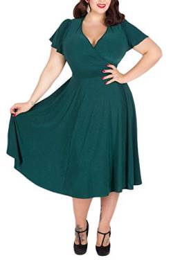 Nemidor Damen V-Ausschnitt Stretch Casual Midi Plus Size Brautjungfer Kleid - Gr�n - 52 Mehr von Nemidor