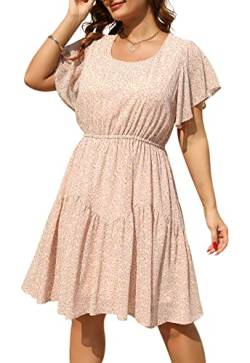 Nemidor Womens Casual Plus Size Summer Boho Chiffon Print Midi Skater Dress with Ruffle Sleeve NEM297, Violetter Druck, 50 Mehr von Nemidor