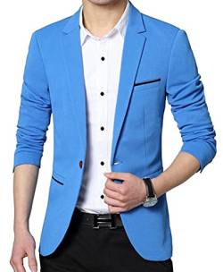 Nemopter Blazer Herren Jacke, lässig, elegant, Slim Fit, Blazer mit einem Knopf, Anzug, Herrenjacke, Blazer Jacken, himmelblau, S von Nemopter