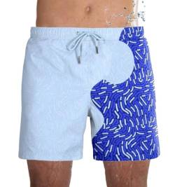 Nemopter Herren-Badehose, Farbe wechselnd, Temperatur wechselnd, lustig, für Herren, Badeanzug, Herren, Shorts, Strand, für Sommer, Blau01, S von Nemopter