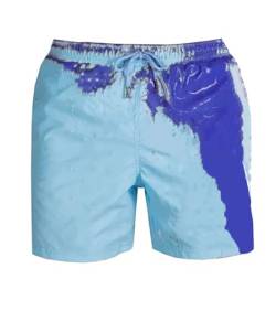 Nemopter Herren-Badeshorts, Farbwechsel, lustig, für Männer, Bademode, Herren, Shorts, Strand, für den Sommer, Blau mit dunkelblauem Farbwechsel., 48 von Nemopter