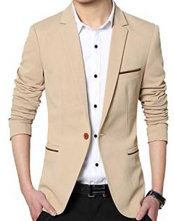 Nemopter Herren Sakko Lässige Elegante Slim Fit Blazer Einknopf Anzugjacke Herren Blazer Jackett,Khaki,L von Nemopter