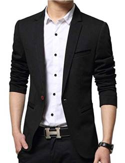 Nemopter Herren Sakko Lässige Elegante Slim Fit Blazer Einknopf Anzugjacke Herren Blazer Jackett,Schwarz,L von Nemopter