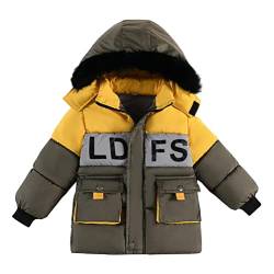 Nemopter Kindermantel, Jungen, Winterjacke, für Jungen, dick, warm, Kapuzenjacke, Kunstpelz, Kleidung, Schnee, Parka, Jacke, gelb, 2-3 Jahre von Nemopter