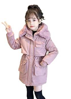 Nemopter Mantel Mädchen Daunenjacke Kinder Parka Winter Warme Jacke mit Kapuze Fell Gepolstert Dicke Jacke Oberbekleidung, Rosa, 10-11 Jahre von Nemopter