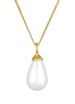 Damen Halskette aus 925 Sterling Silber vergoldet mit echte Süßwasserperle, Kette mit Perle in Tropfenform, Goldkette mit Perlenanhänger (15 mm) für Frauen, Länge 60 cm von Nenalina