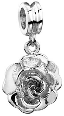 Nenalina Bead mit Rosen-Anhänger in 925 Sterling Silber, kompatibel für alle gängigen Träger Armbänder, 719158-000 von Nenalina