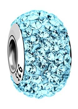 Nenalina Crystal Bead blau in 925 Sterling Silber, auch kompatibel füralle Beads Armbänder und Halsketten, 718072-012 von Nenalina