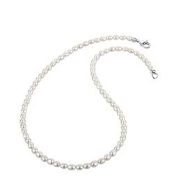 Nenalina Damen Perlenkette Halskette Collier aus Süßwasserperlen und Karabiner Verschluss aus 925er Sterling Silber, Länge 42-80 cm, 724007 (50) von Nenalina