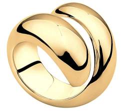 Nenalina Damen Ring Silberring Wickelring 18 K vergoldet mit polierter Oberfläche, handgearbeitet aus 925 Sterling Silber, Farbe Gold, 0602442019_54 von Nenalina