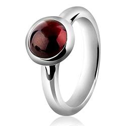 Nenalina Damen Ring Silberring besetzt mit 8 mm rundem Granat Cabochon, handgearbeitet aus 925 Sterling Silber, 212259-001 Gr.56 von Nenalina