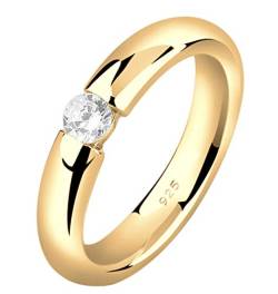 Nenalina Damen Silbering Spannring Verlobungsring vergoldet mit 4 mm weißem Cubic Zirkonia, 925 Sterling Silber, Farbe Gold, 0603530419_54 von Nenalina