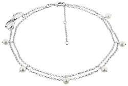 Nenalina Fußkettchen 925 Silber vergoldet Fashion zweireihig mit Infinity Symbol und echten Süsswasserperlen, Knöchel Fußschmuck verstellbar für Damen und Mädchen, Länge 23-27 cm (Silber) von Nenalina