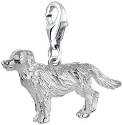 Nenalina Golden Retriever Karabiner Charm Anhänger für Bettelarmband aus 925 Sterling Silber 713170-000 von Nenalina