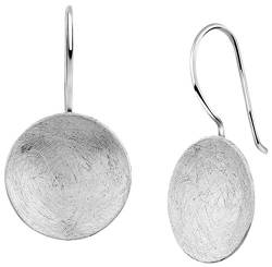 Nenalina Silber Damen-Ohrringe Ohrhänger mit Kreis, Runde Hängeohrringe Disk gebürstet 14 mm, 925 Sterling Silber, Ohrringe für Frauen und Mädchen, 324396-390 von Nenalina