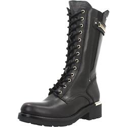 Nero Giardini Damen Stiefel Schuhe Chunky Schnürstiefel Glattleder Elegant Freizeit uni gold ösen kette chunky boots von Nero Giardini