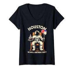 Damen Geburtstagsparty Astronaut Männer Frauen Kinder Lustig Geburtstag T-Shirt mit V-Ausschnitt von Nerrrdy