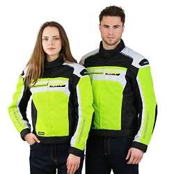 Leichte Motorradjacke mit Protektoren -X66- Roller Motorrad Jacke Herren Sommer Winter Textil Kurz Männer Protektorenjacke Wasserdicht - Neon-Gelb-Grün-Weiß - S von Nerve Shop