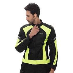 Nerve Shop Leichte Dünne Mesh Motorradjacke -Latitude- Roller Motorrad Jacke Herren Kurze Textil Männer Protektorenjacke Sommerjacke Luftdurchlässig - schwarz-neon-grün - 2XL / XXL von Nerve Shop